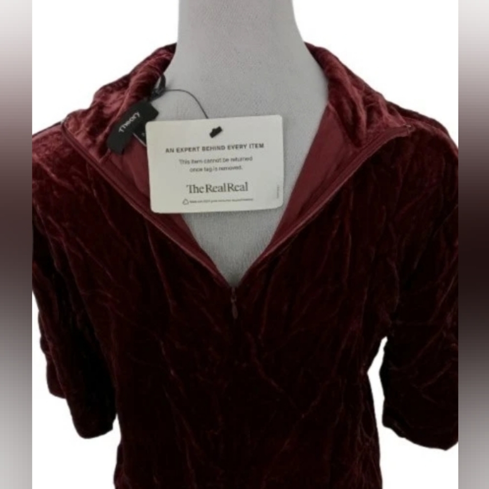 Theory Choker Luxe Velvet Deep-V Top $275. Deep Wine. Cutout. XS/S. Perfect - Picture 11 of 16